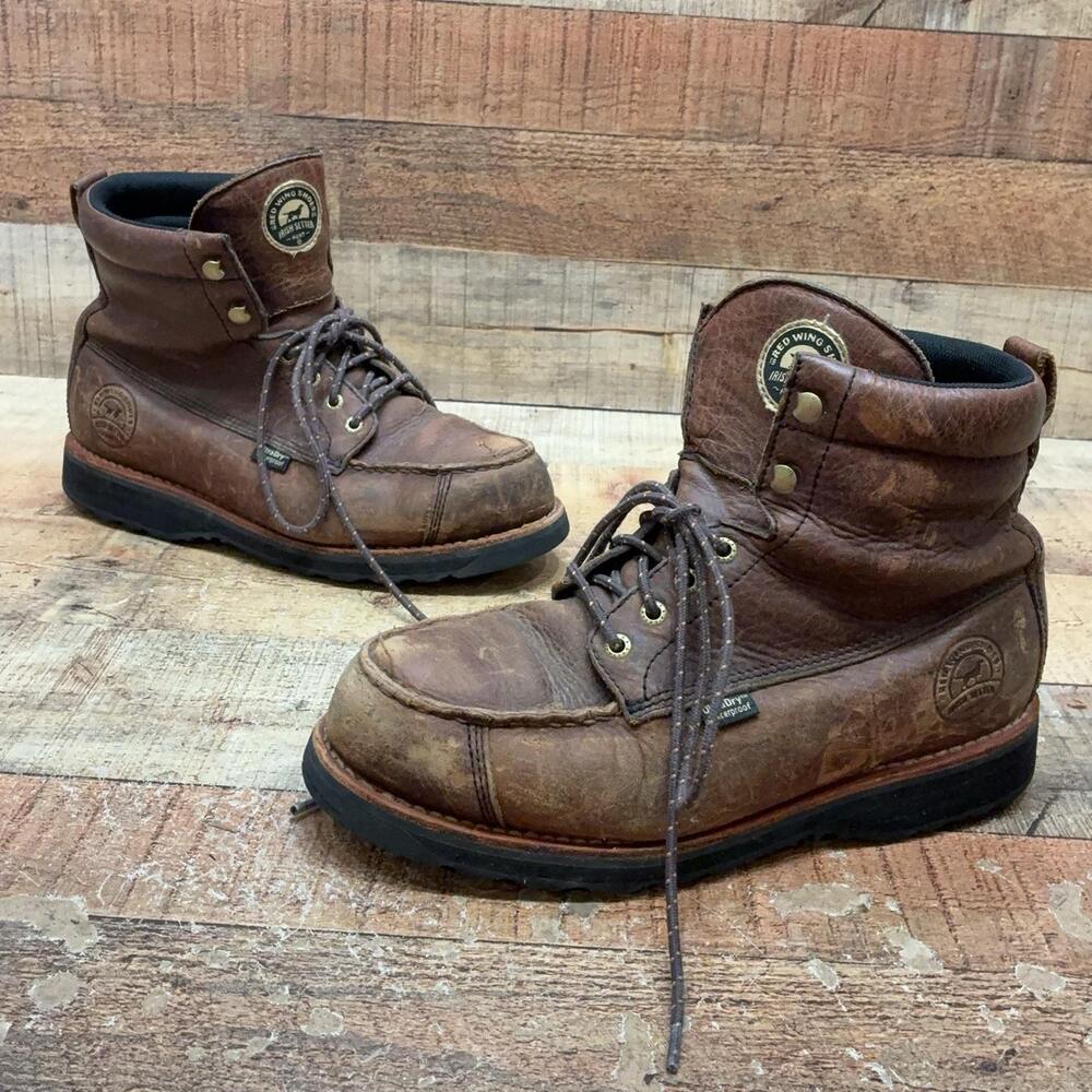 Irish Setter 807 Boots Mens Size 9 EE 42 Brown Leather Ankle Work steel toe Boot